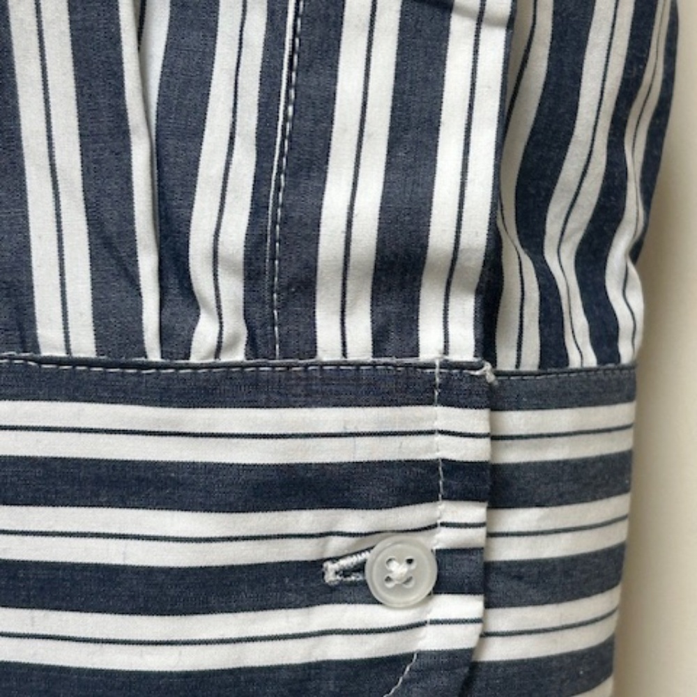 Quince Navy and White Vertical Stripe Button-Down Shirt - Picture 4 of 7